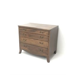 Georgian mahogany chest, four graduating cockbeaded drawers, splayed supports