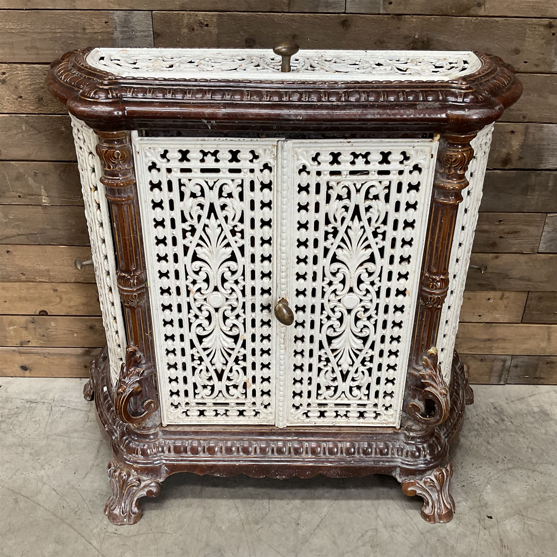 Early 20th century French ornate painted cast iron stove