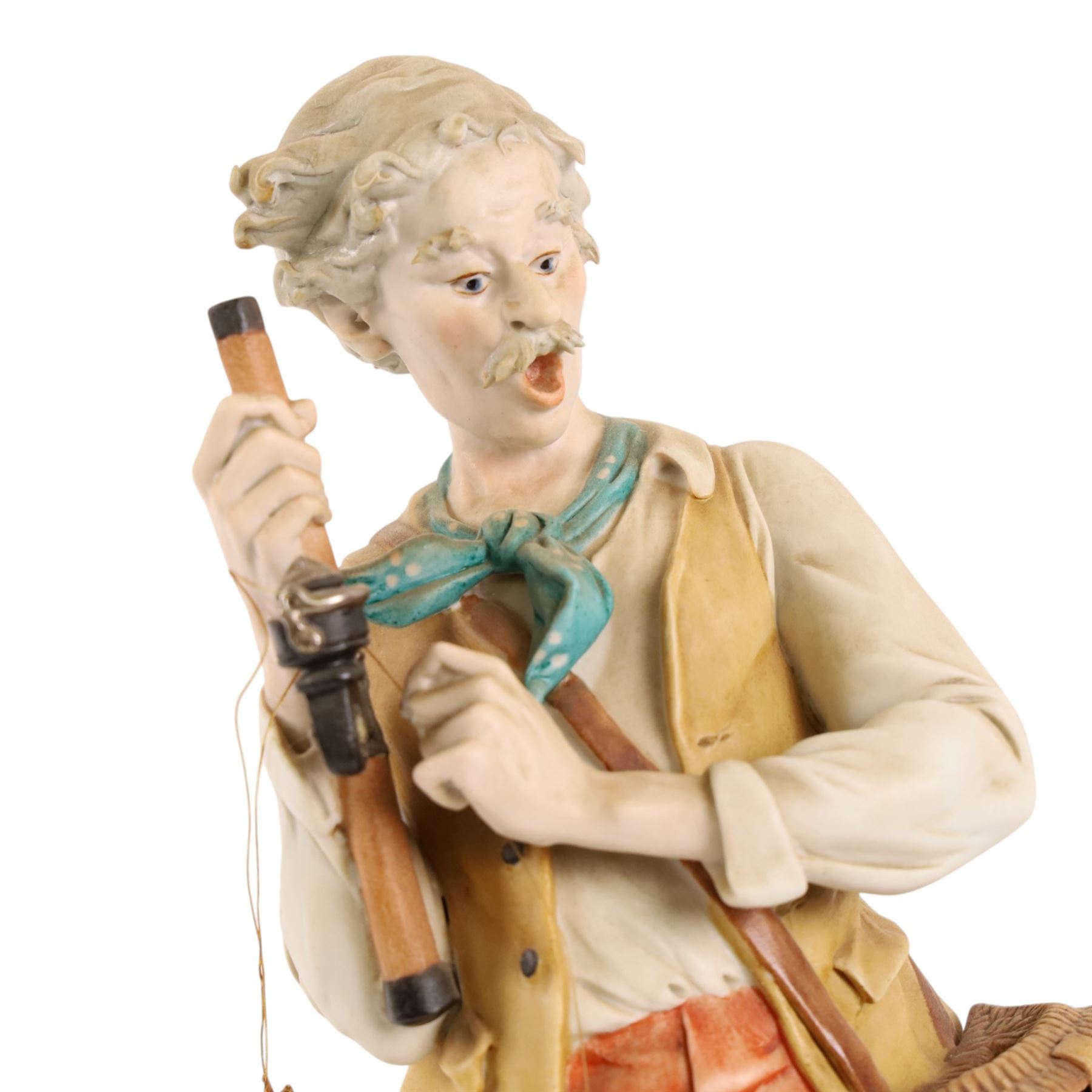Three Capodimonte figures, comprising Fisherman, The Pirate, and The Boy 