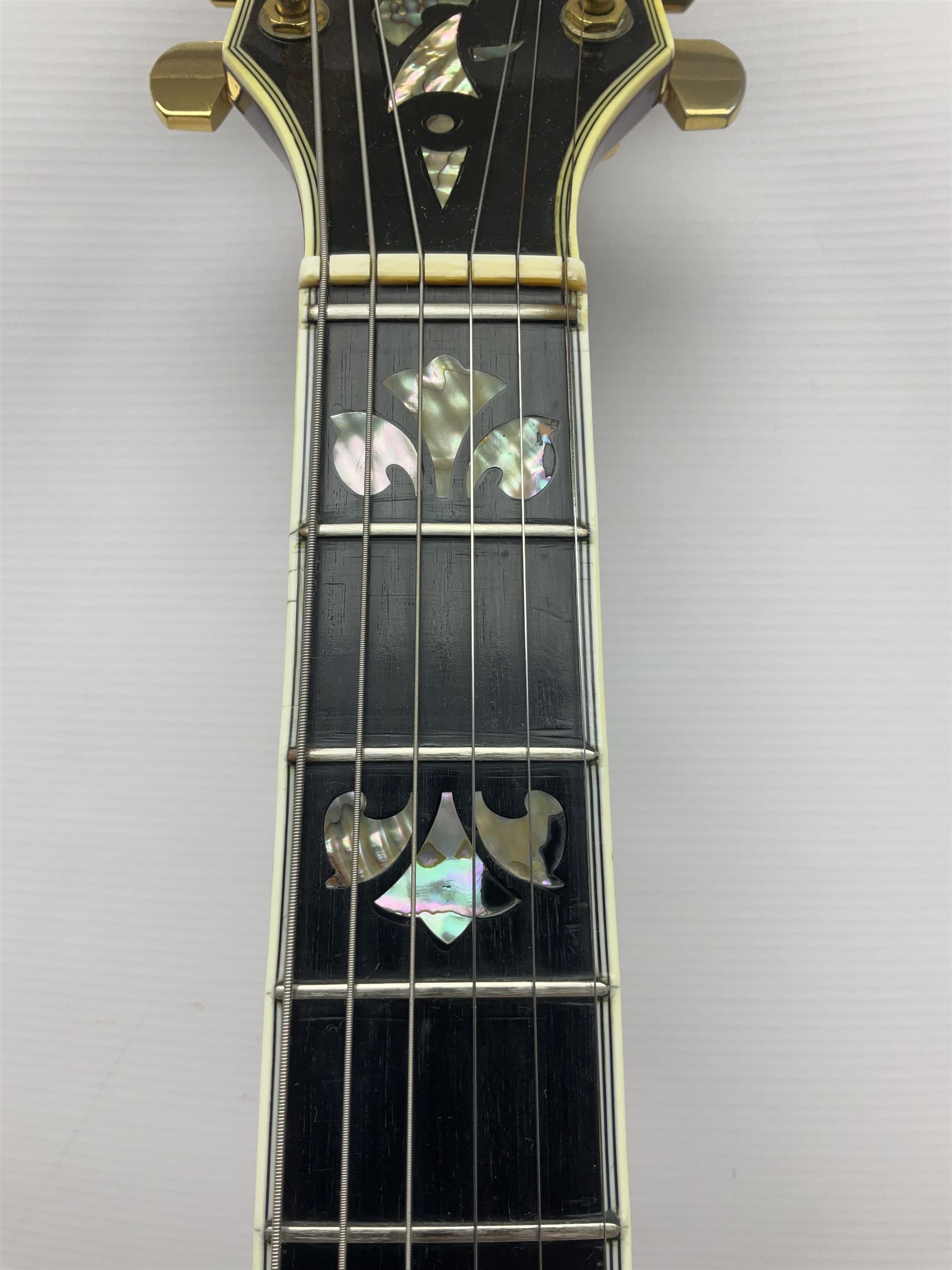 American Gretsch Super Chet semi-acoustic guitar, 1960s/70s, with 'pots' on scratch plate, serial no.5 2071, L111cm overall;  in original hard carrying case  