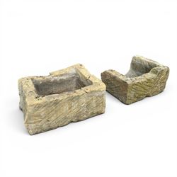 18th century square hewn sandstone trough along with a 'half' stone trough