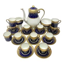 Aynsley Georgian Cobalt pattern coffee service, pattern no 7348, comprising twelve coffee cans and saucers, coffee pot, open sucrier and milk jug, all with printed mark beneath