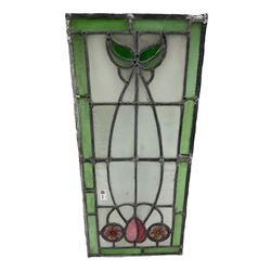 Three stained and leaded glass windows panels