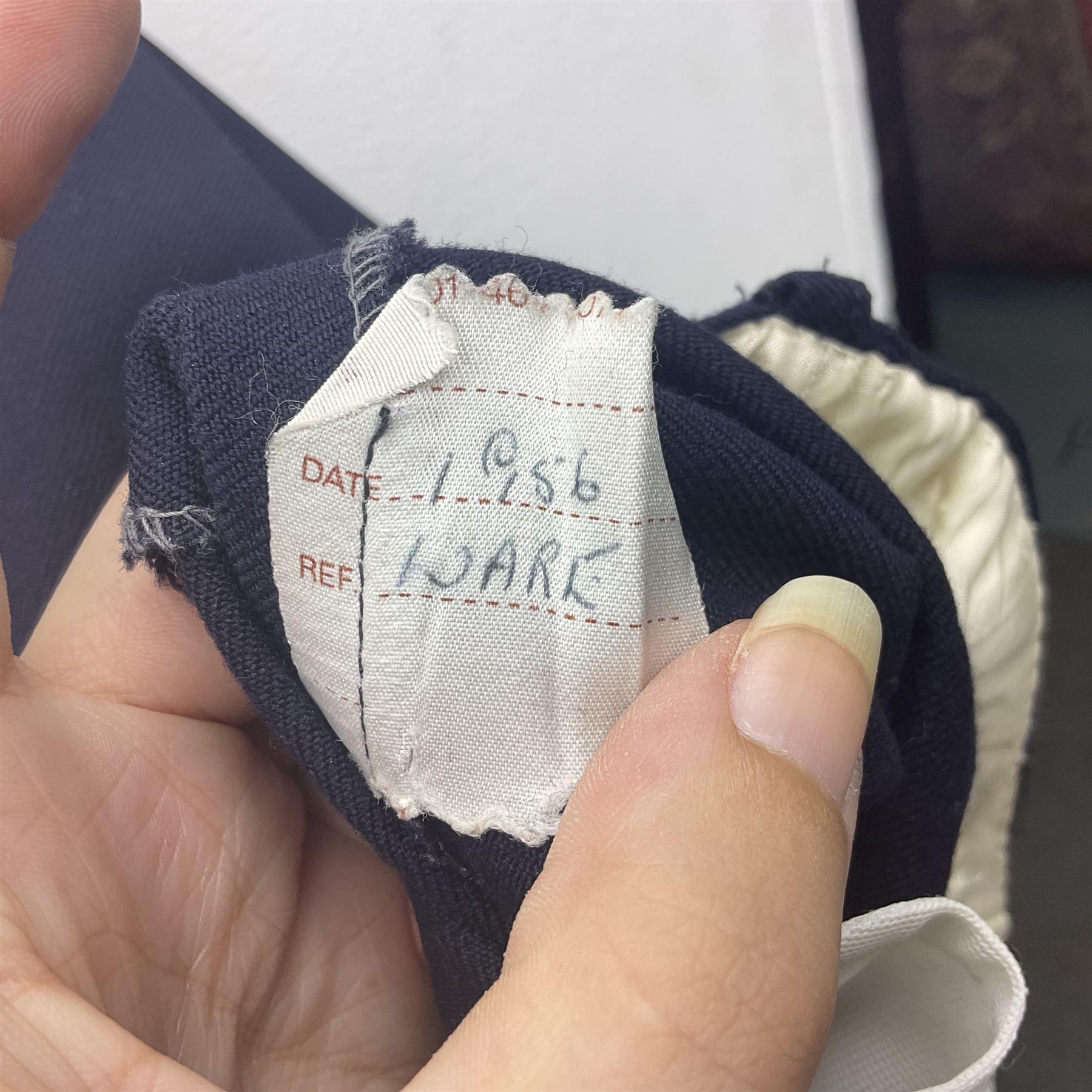 1950s British Red Cross North Yorkshire dress uniform comprising tunic, trousers, greatcoat and visor cap; bears manuscript label '1956 Ware'