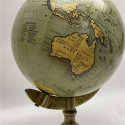 Terrestrial globe, raised on a tripod base, H30cm