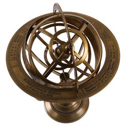 Brass tabletop armillary sphere, H28cm 