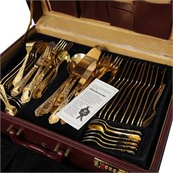 Bestecke Solingen (SBS) gold plated cutlery set for twelve in case