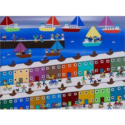 Gordon Barker (British 1960-): 'Another Great Snowy Day', acrylic on paper signed, titled ...