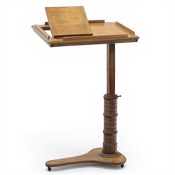 Late Victorian mahogany adjustable reading stand, the rectangular top with moulded and rou...