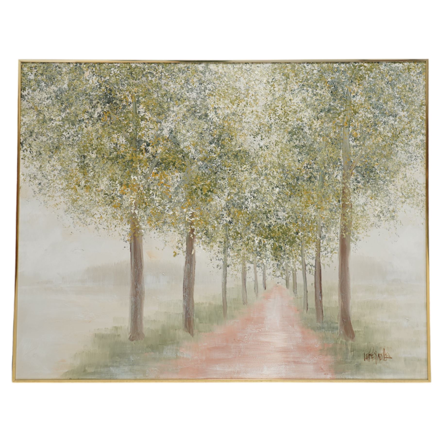 Lee Reynolds (American 1936-2018): Tree Lined Avenue, oil on canvas signed 120cm x 151cm