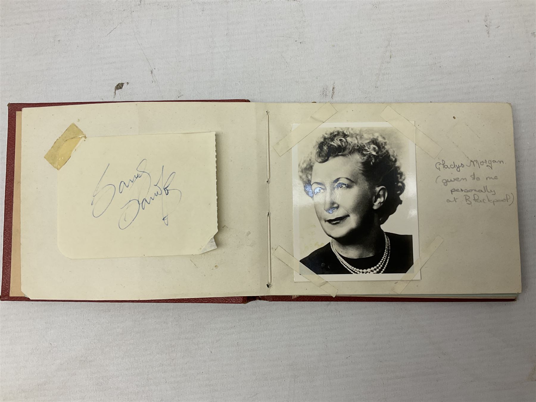 Mid 20th century autograph book, to include autographs from Beverley Sisters, Reg Varney, Ronnie Verrell, Betty Mitchell, etc, poems and verses etc
