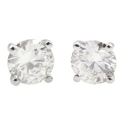 Pair of 18ct white gold round brilliant cut diamond stud earrings, total diamond weight approx 0.55 carat