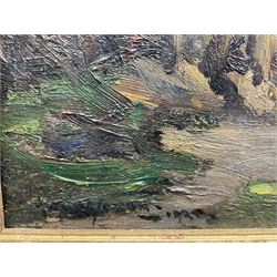 Owen Bowen (Staithes Group 1873-1967): Working Horses and Chickens on a Farm, oil on canvas signed 41.5cm x 51.5cm 