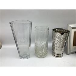 Two cut glass vases, together with plant pots, wine cooler and other collectables 