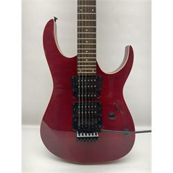 Maverick HSH rock guitar with Floyd Rose tremolo, L100cm overall; in soft carrying case.