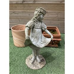 Small cast stone bird bath, figure, glazed and other garden pots - THIS LOT IS TO BE COLLECTED BY APPOINTMENT FROM DUGGLEBY STORAGE, GREAT HILL, EASTFIELD, SCARBOROUGH, YO11 3TX
