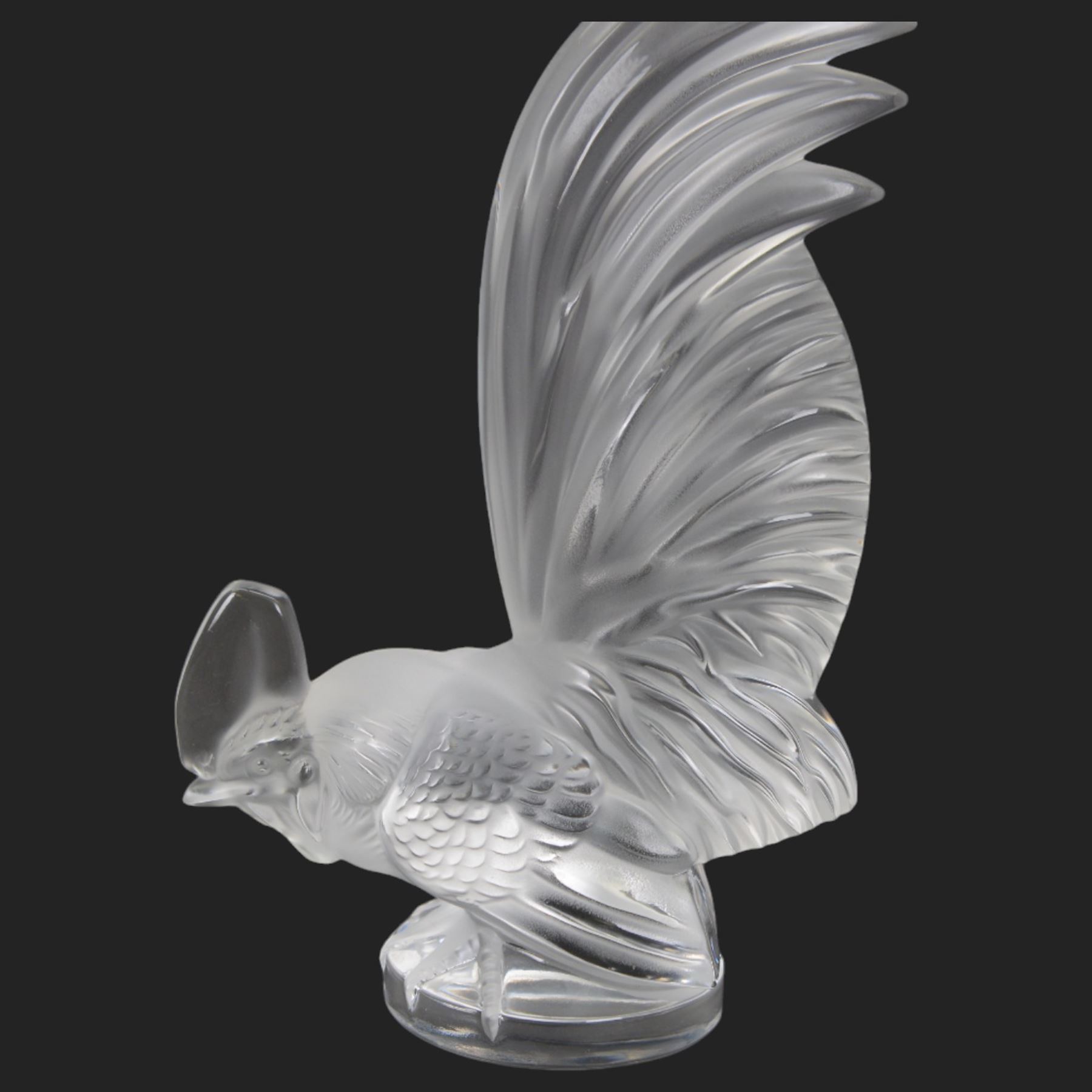 Lalique, Coq Nain Glass Car Mascot in the form of a cockerel, signed Lalique France to base 