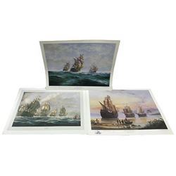 Michael James Whitehand (British 1941-): 'Shipping on the River Humber', limited edition colour print signed and numbered 191/200 together with six further unframed max 60cm x 81cm