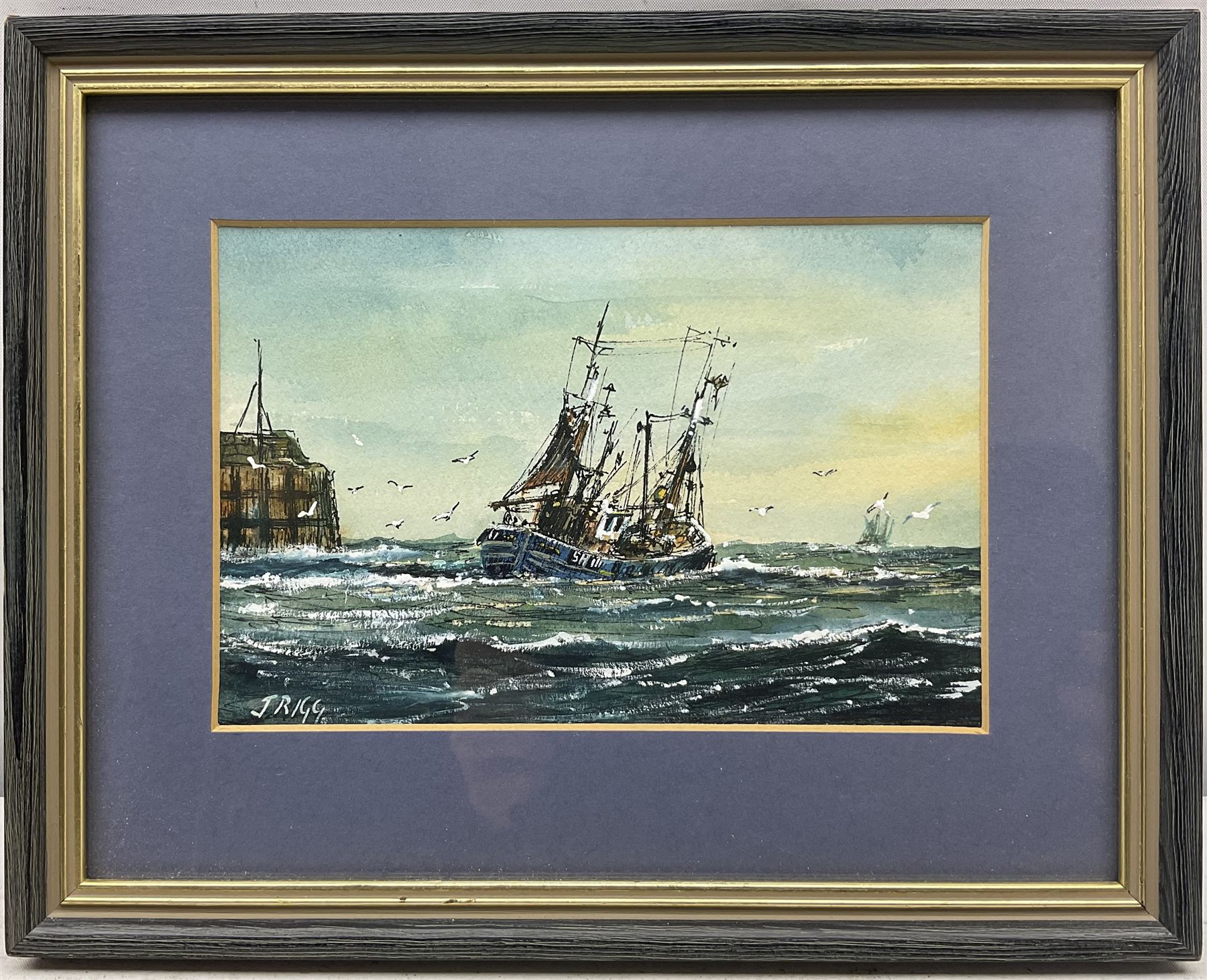 Jack Rigg (British 1927-2023): Scarborough Fishing Vessel Leaving the Harbour, watercolour signed 11cm x 17cm