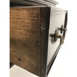 Georgian style oak dresser base, three drawers, baluster supports 