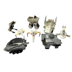 Star Wars - collection of various scale vehicles including two Millenium Falcons, Y-Wing Fighter, two T47 Air Speeders, Snowspeeder kit for assembly etc; together with fourteen early figures; all unboxed