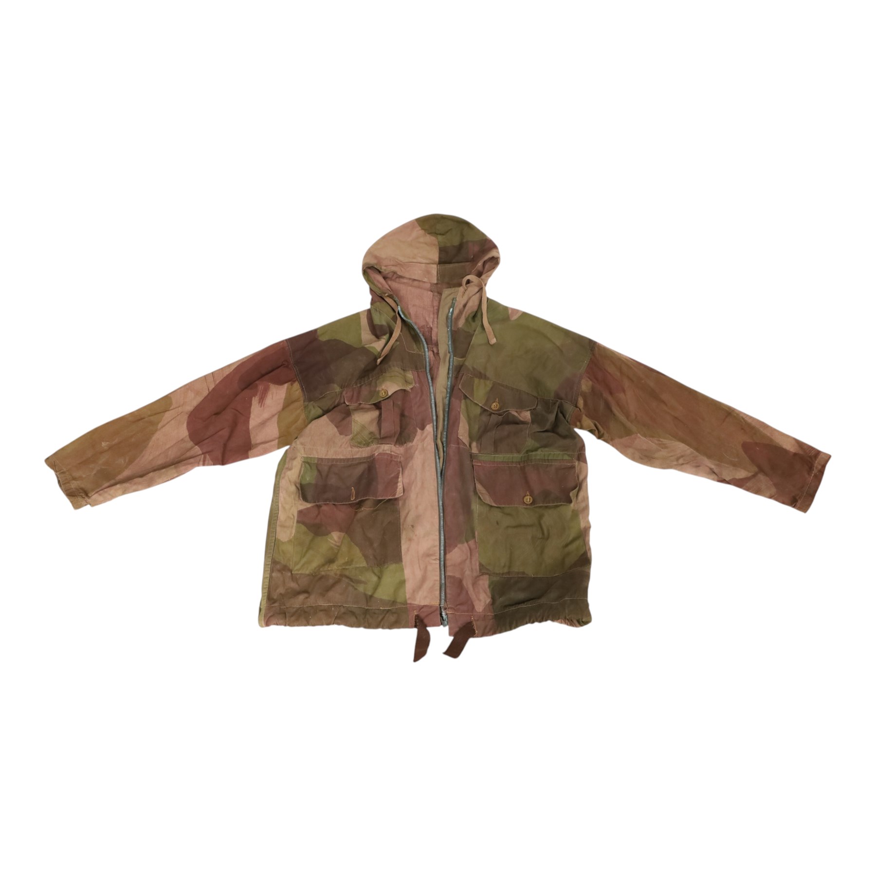 WWII British Army camouflage windproof smock, label inside marked 'Smock Windproof size No. 5 ... C.W.S Ltd with broad arrow 