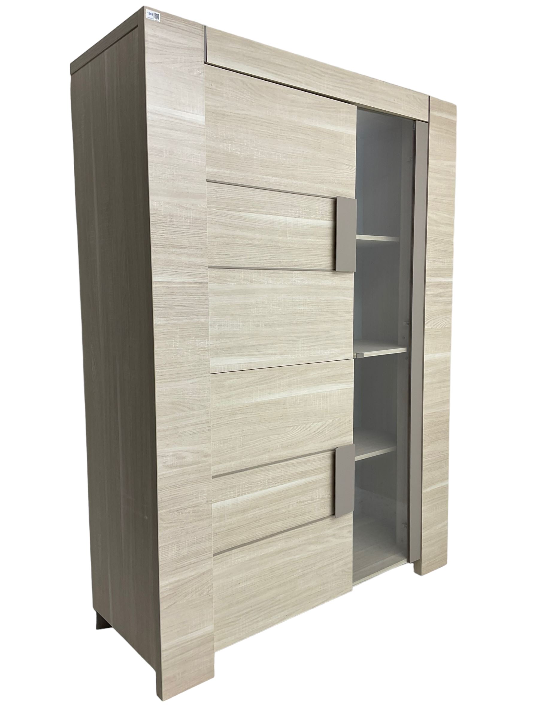 Wayfair Veasley - washed oak finish display cabinet wall unit, enclosed by single glazed door and two cupboard doors