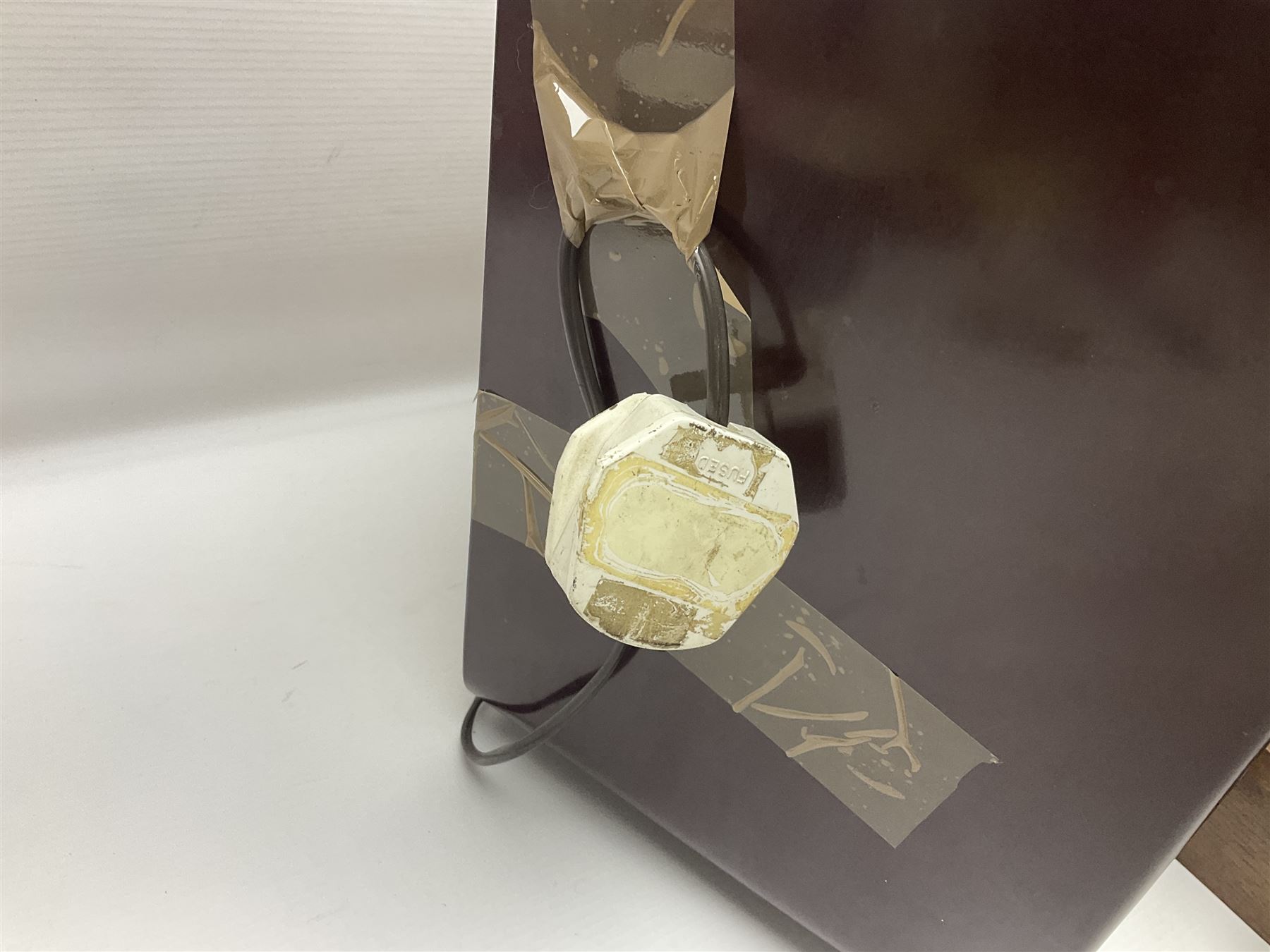 Early 20th century burr walnut tea caddy, Art Deco wooden box, wicker basket with bottle holders and a 1950s Stella radiogram