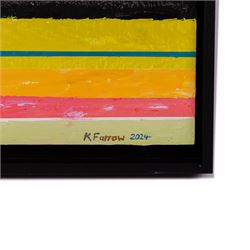 Kieron Farrow (British 1949-): 'Horizon', three oils on board signed and dated 2024, two of the same size, one slightly larger, 41cm x 30cm (3)