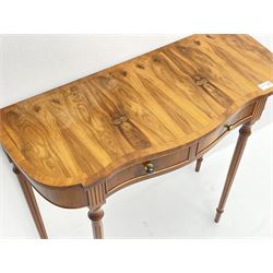 Bevan Funnell Reprodux yew wood console table, fitted with two drawers