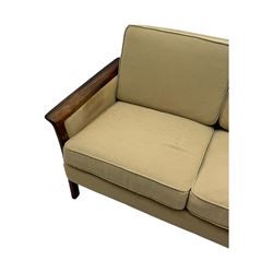 Mid-20th century hardwood framed three-seat sofa 