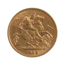 King George V 1913 gold half sovereign coin