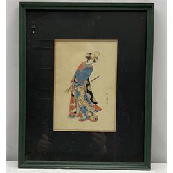 Japanese School (19th century): Edo Japanese Woman, watercolour signed 20cm x 13cm