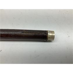 Early 20th century officer's swagger type leather covered sword stick, the 33cm etched single fullered blade marked Wilkinson Pall Mall, with carrying strap L60.5cm