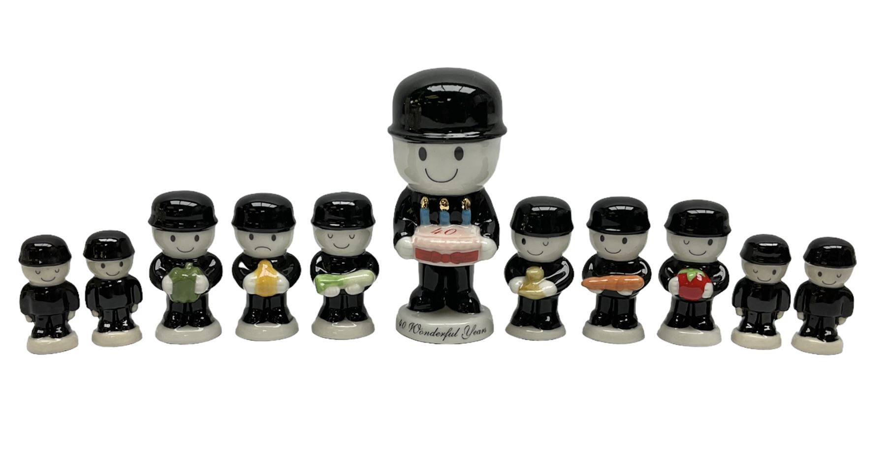 Set of Six Wade Key Kollectables Homepride Fred Vegetable Set Limited Edition, together with set of four Homepride fred Whimsies and Happy Birthday Fred, all with original boxes and certificates of authenticity  