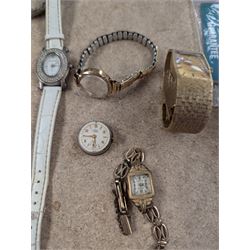 Collection of wristwatches, including ladies 9ct gold cased Avia 15 jewels wristwatch on plated strap, gentleman's Seiko 5 wristwatch etc