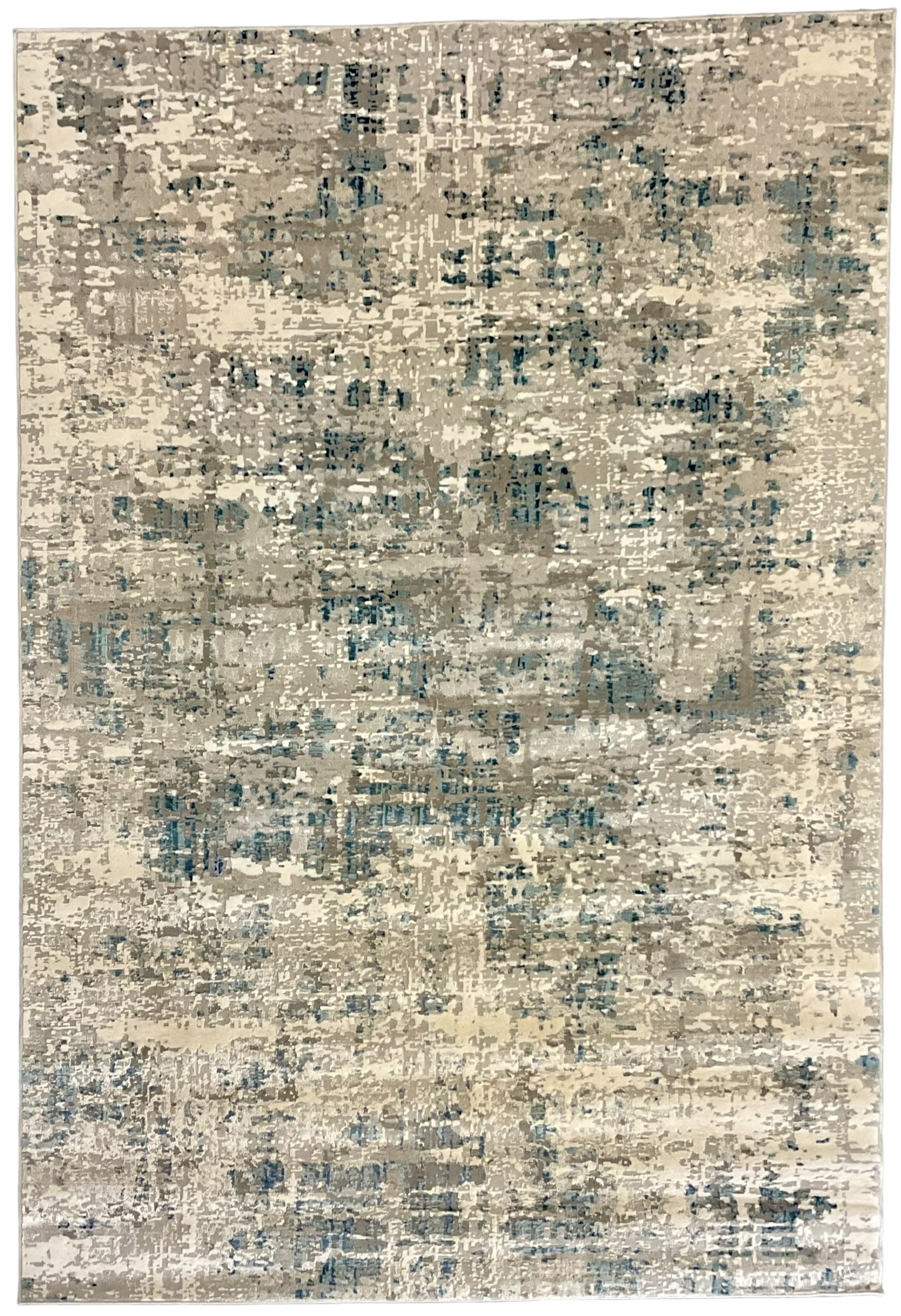 Contemporary abstract rug in blue and grey shades 