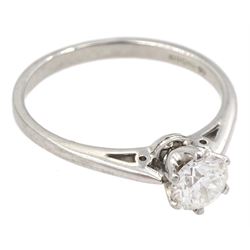 Platinum single stone round brilliant cut diamond ring, Sheffield 2004, diamond weight approx 0.55 carat 