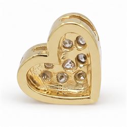 18ct gold diamond heart pendant / charm, pave set with eight round brilliant cut diamonds