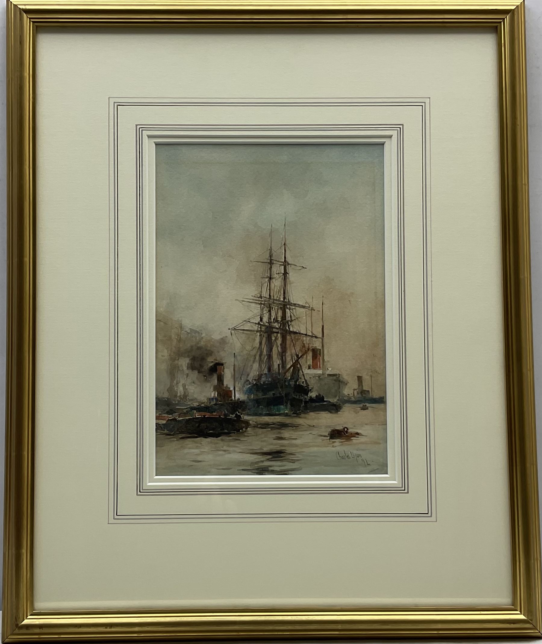 Charles Edward Dixon (British 1872-1934): The Upper Pool of London, watercolour signed and dated '92, 27cm x 19cm