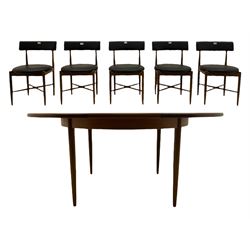 G-Plan Mid-20th century teak circular extending dining table, and five chairs