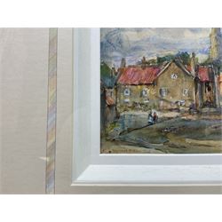 Rowland Henry Hill (Staithes Group 1873-1952): North Yorkshire Village, watercolour signed and dated 1937, 13cm x 23cm