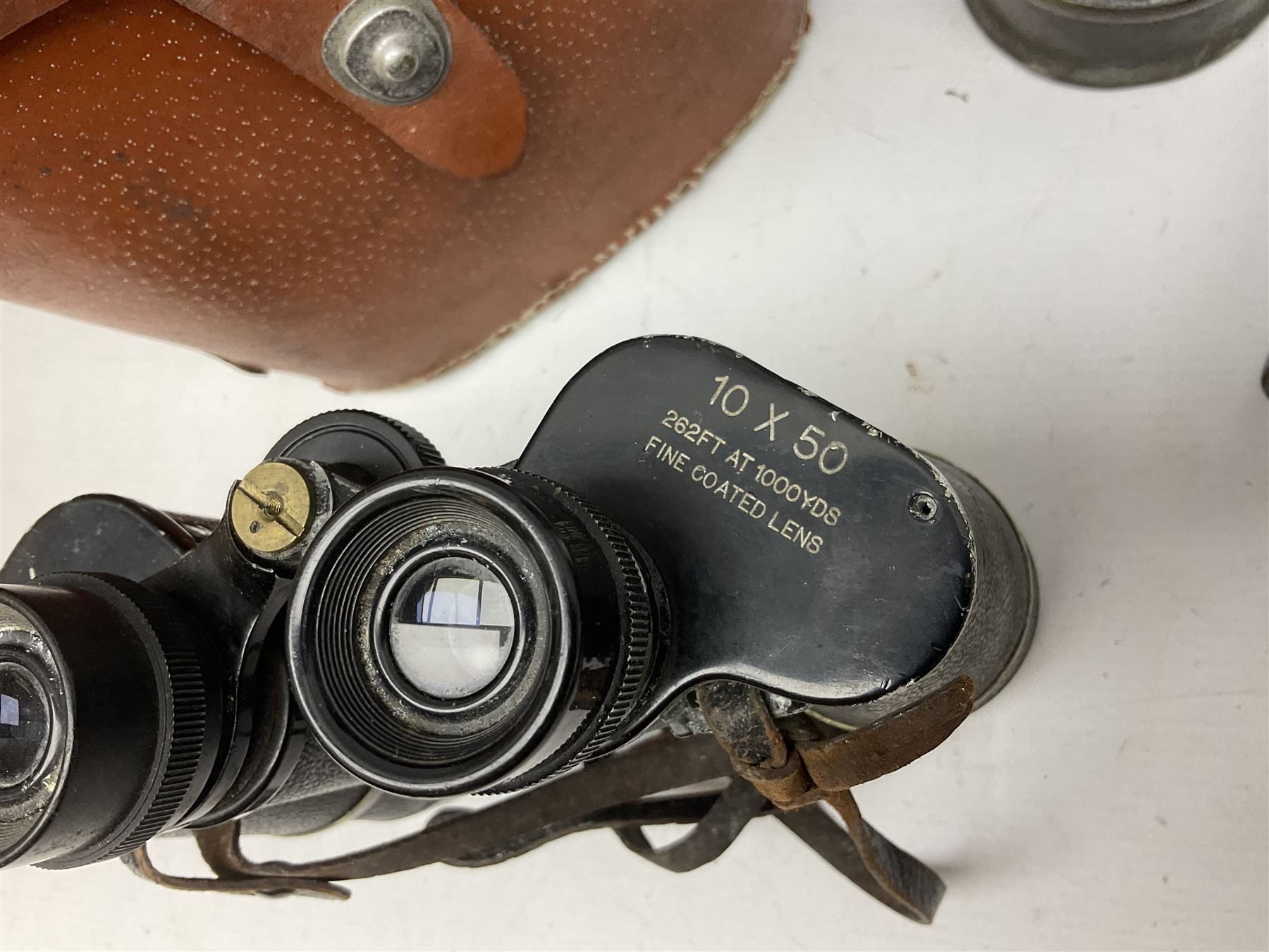 Pair of Lemaire Fabi of Paris mother of pearl opera glasses, together with Ajax 10 x 50 Ajax binoculars, four wooden planes, mining lamp and clay pipe 