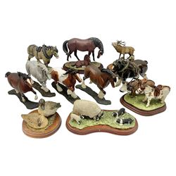 Four Border Fine Arts Action Horses, comprising Shire/Heavy Horse, Welsh Cob, Vanna, grey Shire, together with At the Fete and other Border Fine Arts and similar figures  