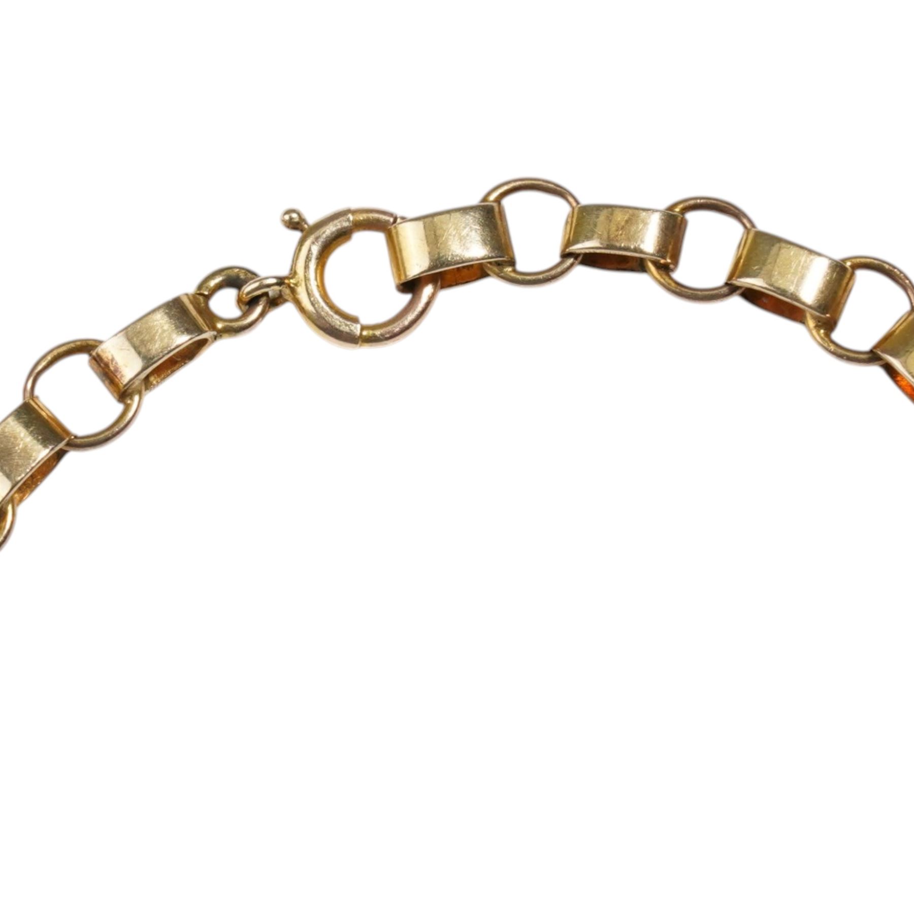 Early 20th century gold cable link chain bracelet and a pair of rose gold knot earrings, both 9ct 