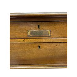 Silver plated canteen for twelve settings by Walker & Hall, contained within a two draw mahogany canteen cabinet, H75cm 
