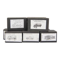 Twenty-eight BW Models 1:76 white metal model kits, including BW3 Land Rover 110 GS, BW67 MGB Transportation Pallet, BW35 Saxon Armoured Personnel Carrier, BW30 Alvis Salamander Tender, BW32 Humber Armoured Truck, BW8 Austin K9 Ambulance and BW9 Austin Tramp, all boxed, with nine load and trailer kits, all in bags (37)