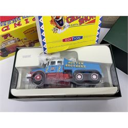 Corgi - 16801 Pinder Jean Richard Scammell Highwayman with two animal cages; CC12303 Premium Edition Scammell Contractor Austen Bros.; 80307 limited edition Vintage Glory Garrett Road Tractor and Flatbed Trailer; 09802 ERF 8 Wheel Rigid with load; 98459 White Soda Truck; and two Tesco lorries; all boxed (7)