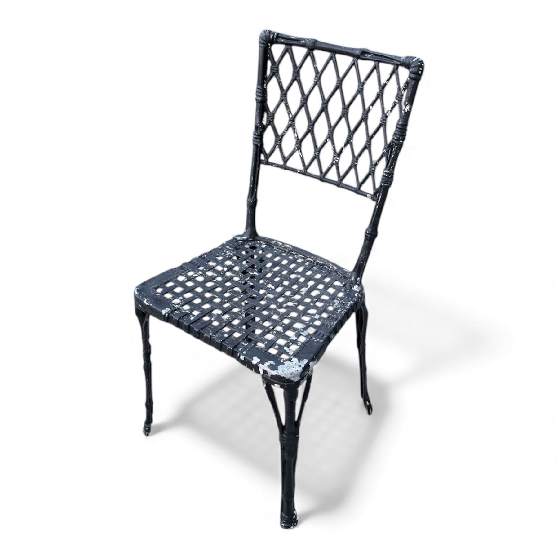 Cast aluminium garden table and chairs in a black finish