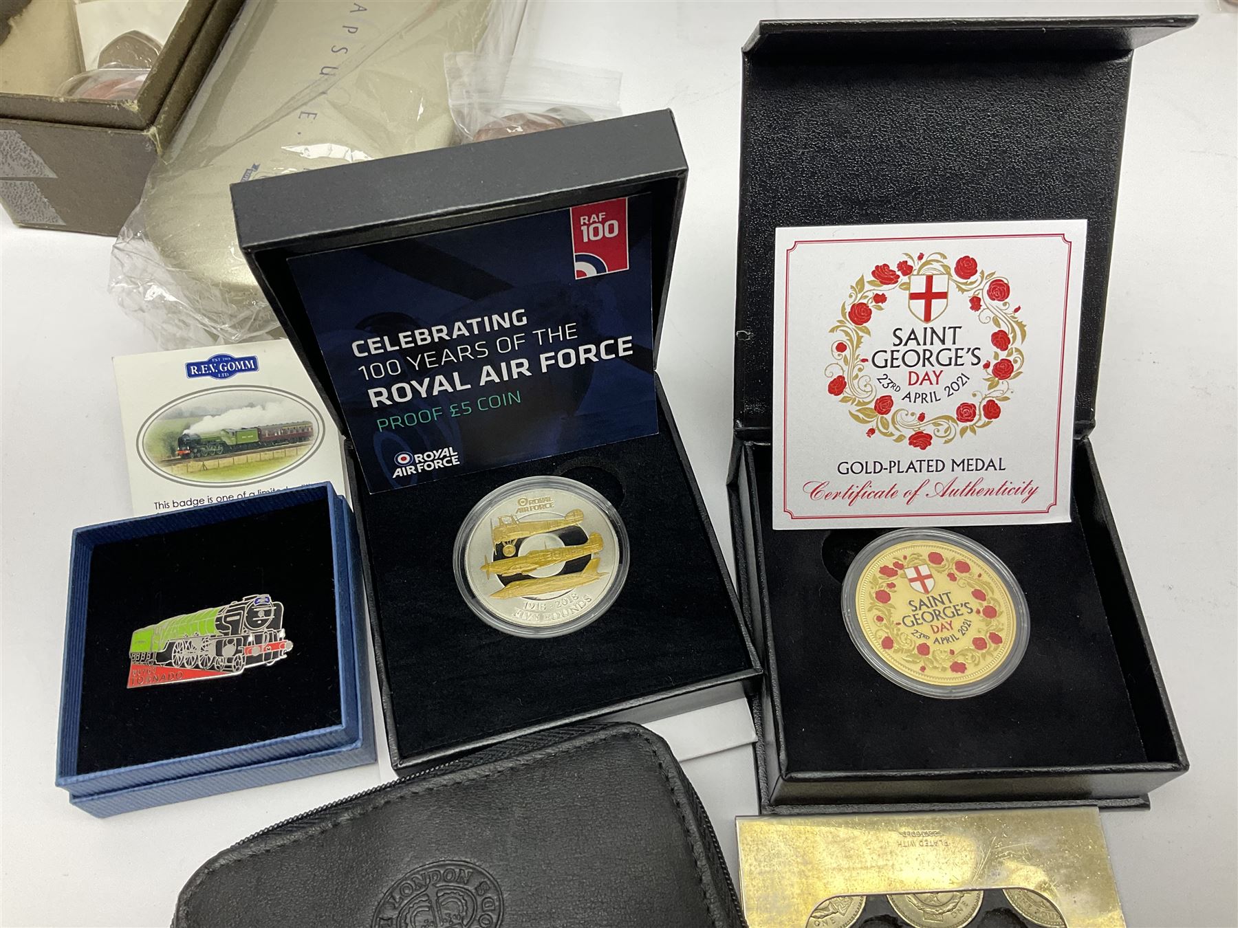 Commemorative and other coinage, including various Queen Elizabeth II 'London 2012 sports collection' fifty pence coins on cards, commemorative crowns, Millennium 2000 'Time Capsule' coin set, channel islands old round one pound coins, part sets etc
